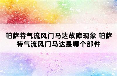 帕萨特气流风门马达故障现象 帕萨特气流风门马达是哪个部件